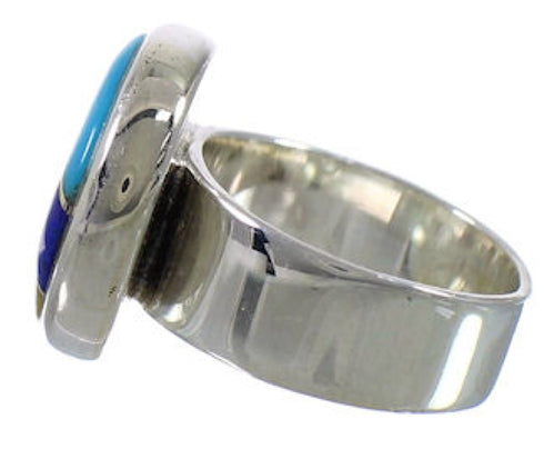 Sturdy Sterling Silver And Multicolor Inlay Ring Size 5 WX38355